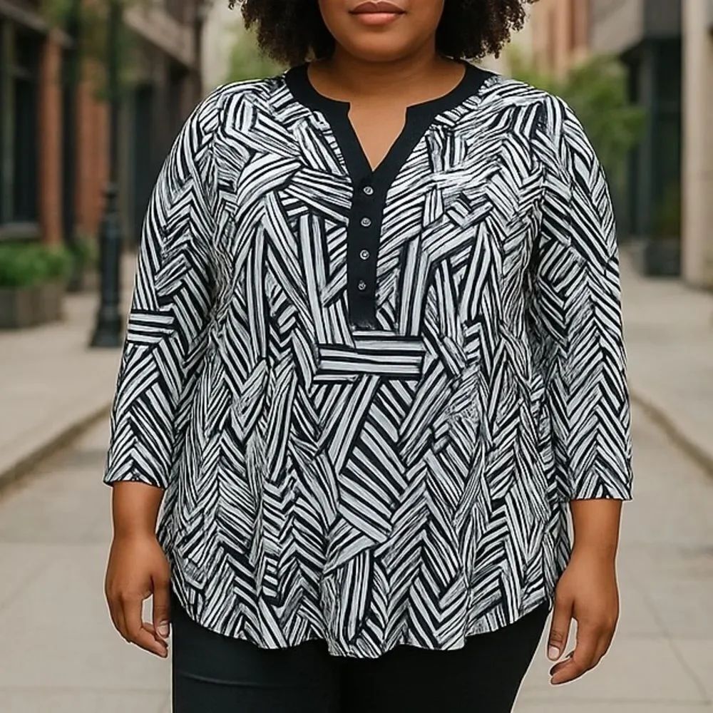Susan Lawrence Peplum Roll Tab Sleeves Popover Women’s Top Size XL
